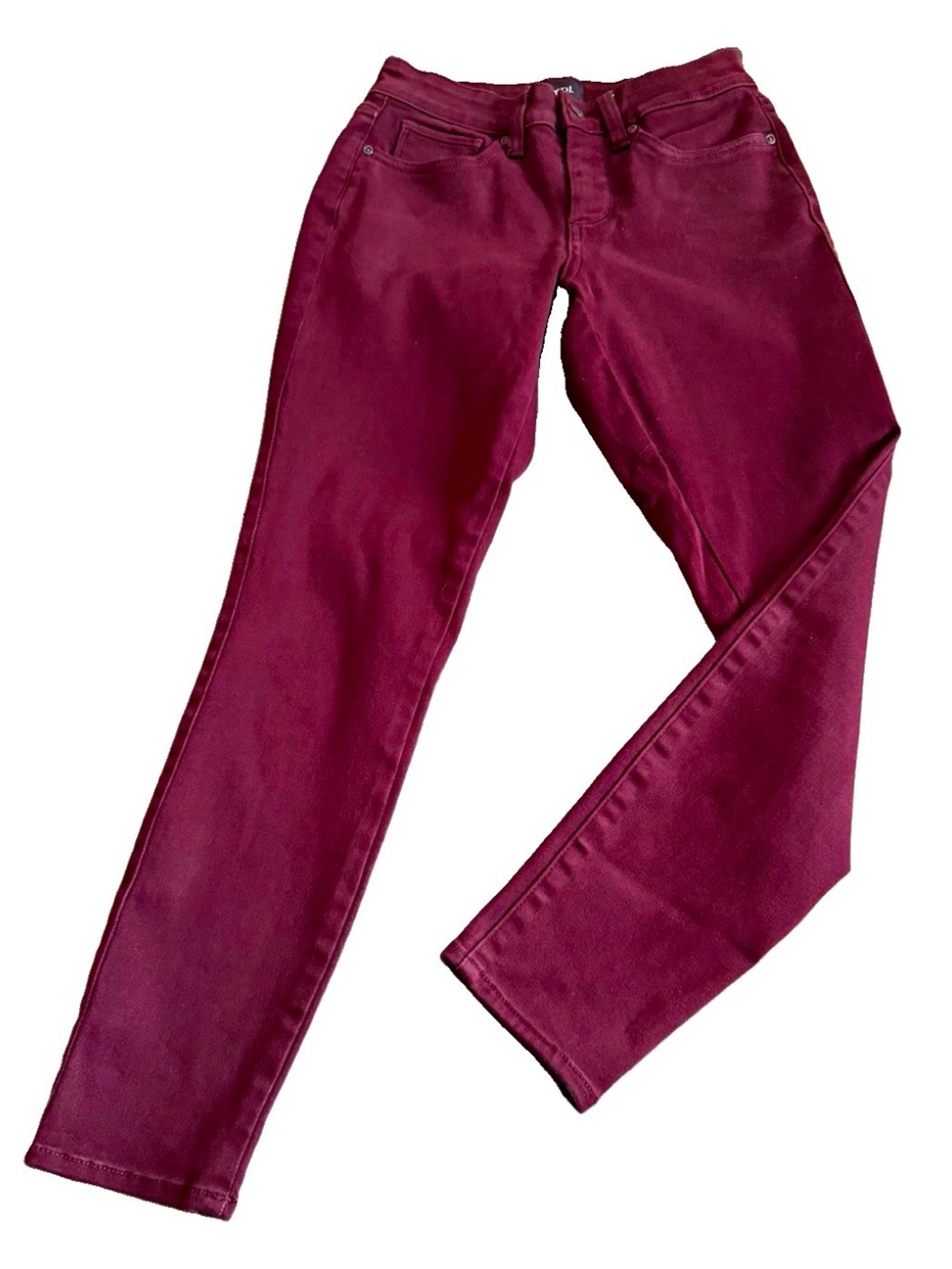 NYDJ Lift Ami Skinny Legging Burgundy Stretch Jeans Petite Size 00P  26x27